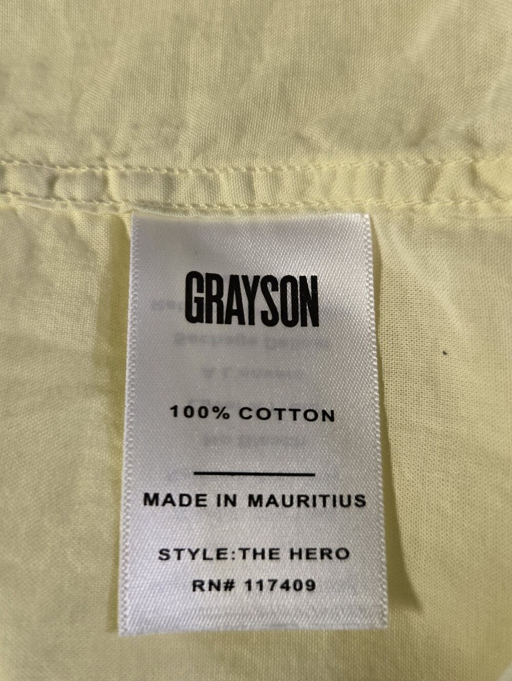 Grayson The Hero Cotton Light Yellow Shirt Size 1 / Small By Frank & Eileen - Picture 15 of 15